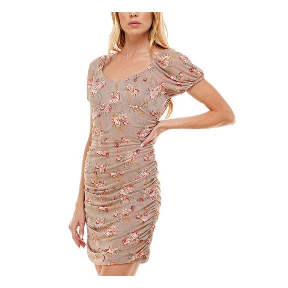 ULTRA FLIRT Womens Short Dress Beige Crochet Trim Lined Pullover Juniors S - Picture 3 of 4